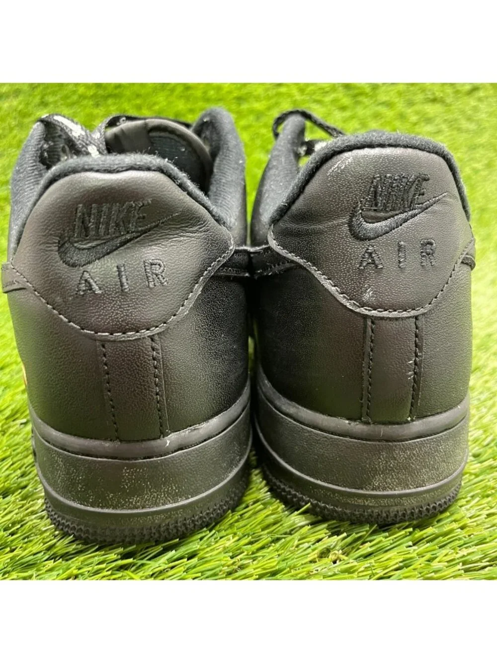 Nike Air Force 1 Low Mens Size 9 Black Athletic Leather Supreme Shoes Sneakers